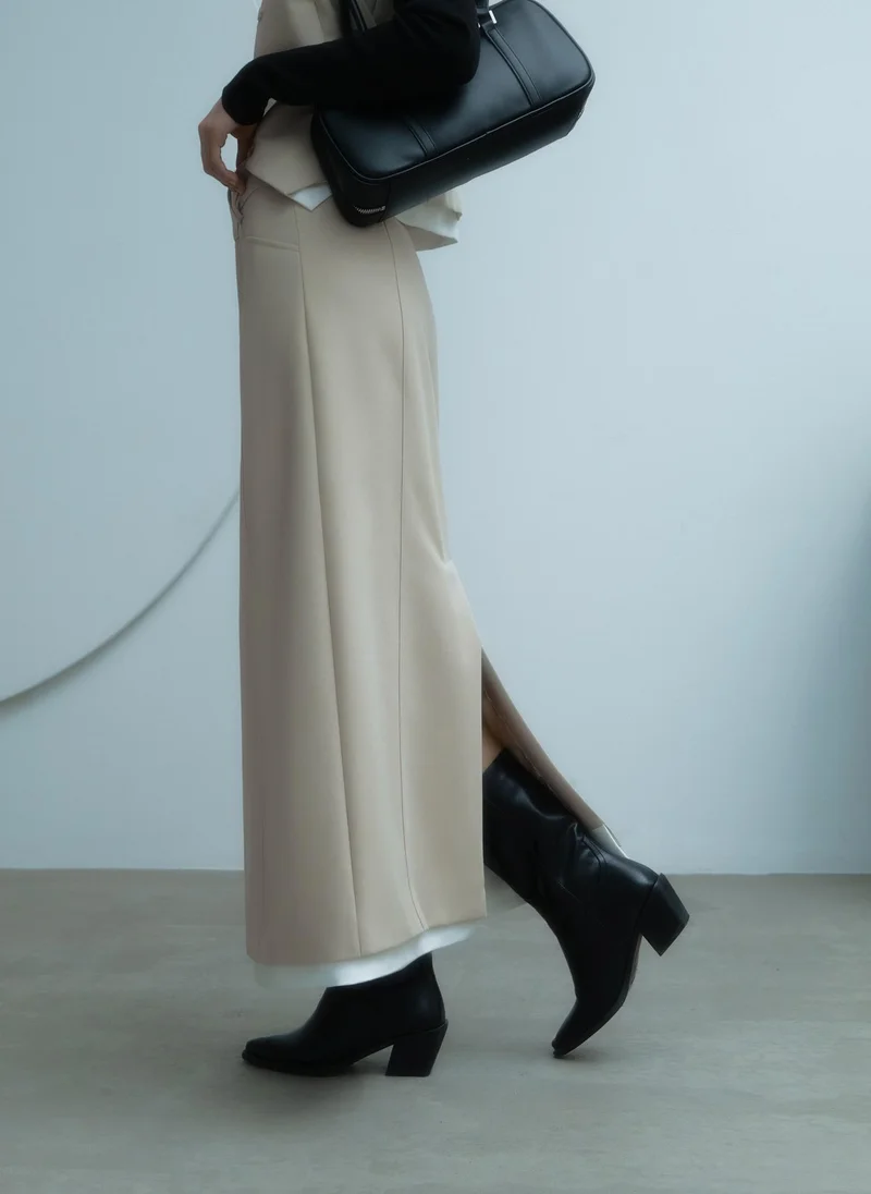 Lichi  Straight maxi skirt with contrast inset for Women | Best Price UAE